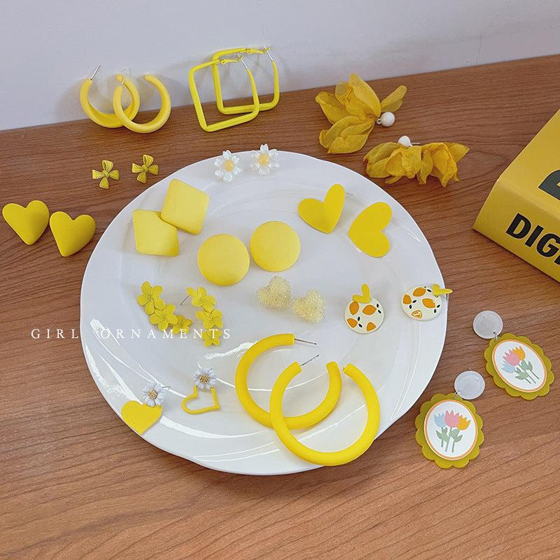 Wholesale Yellow Flower Butterfly Simple Earrings ACC-ES-Weim004