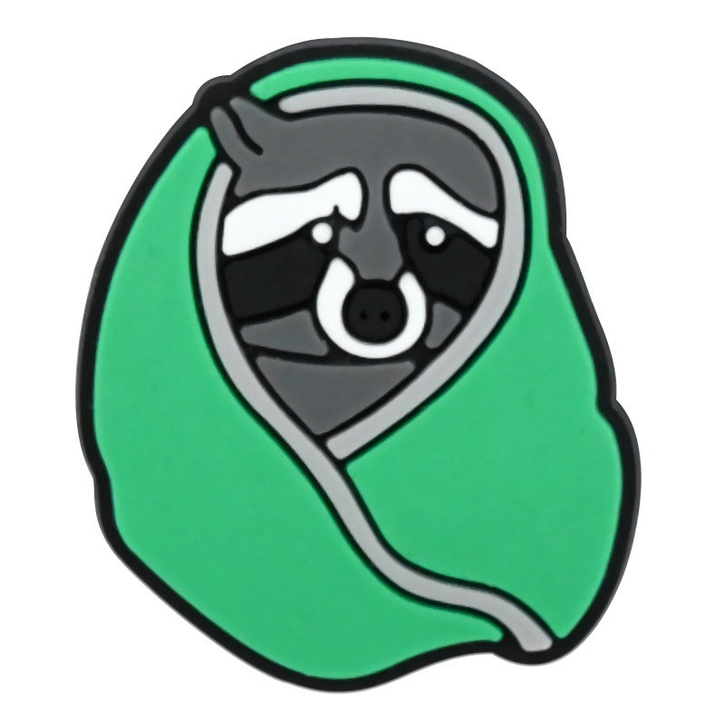 Wholesale Random 100pcs cute raccoon animal-themed  PVC Soft Rubber Shoe Buckle Decoration