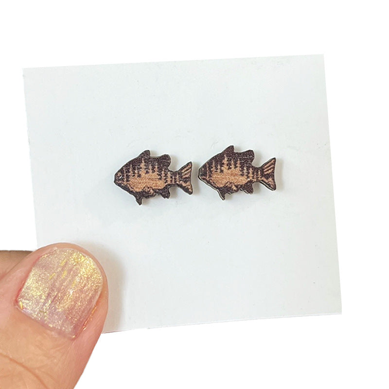 Wholesale 2 pairs/ pack Wooden sports camping hiking cycling earrings