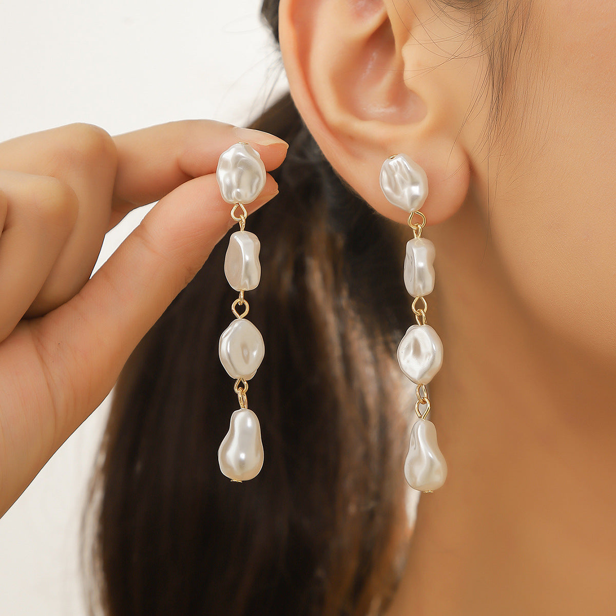 Wholesale Long Irregular Baroque Pearl Earrings ACC-ES-ManYi016