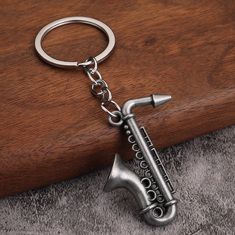Wholesale Mini Musical Instrument Saxophone Metal Keychain