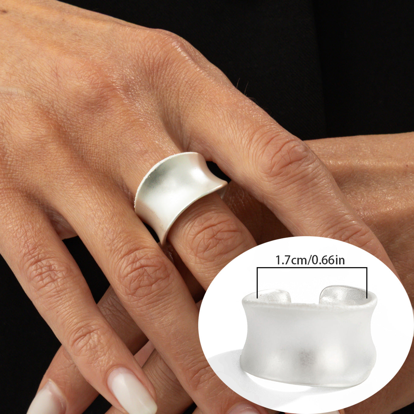 Wholesale Frosted Matte Heart Wide-Brimmed Ring Open Ring