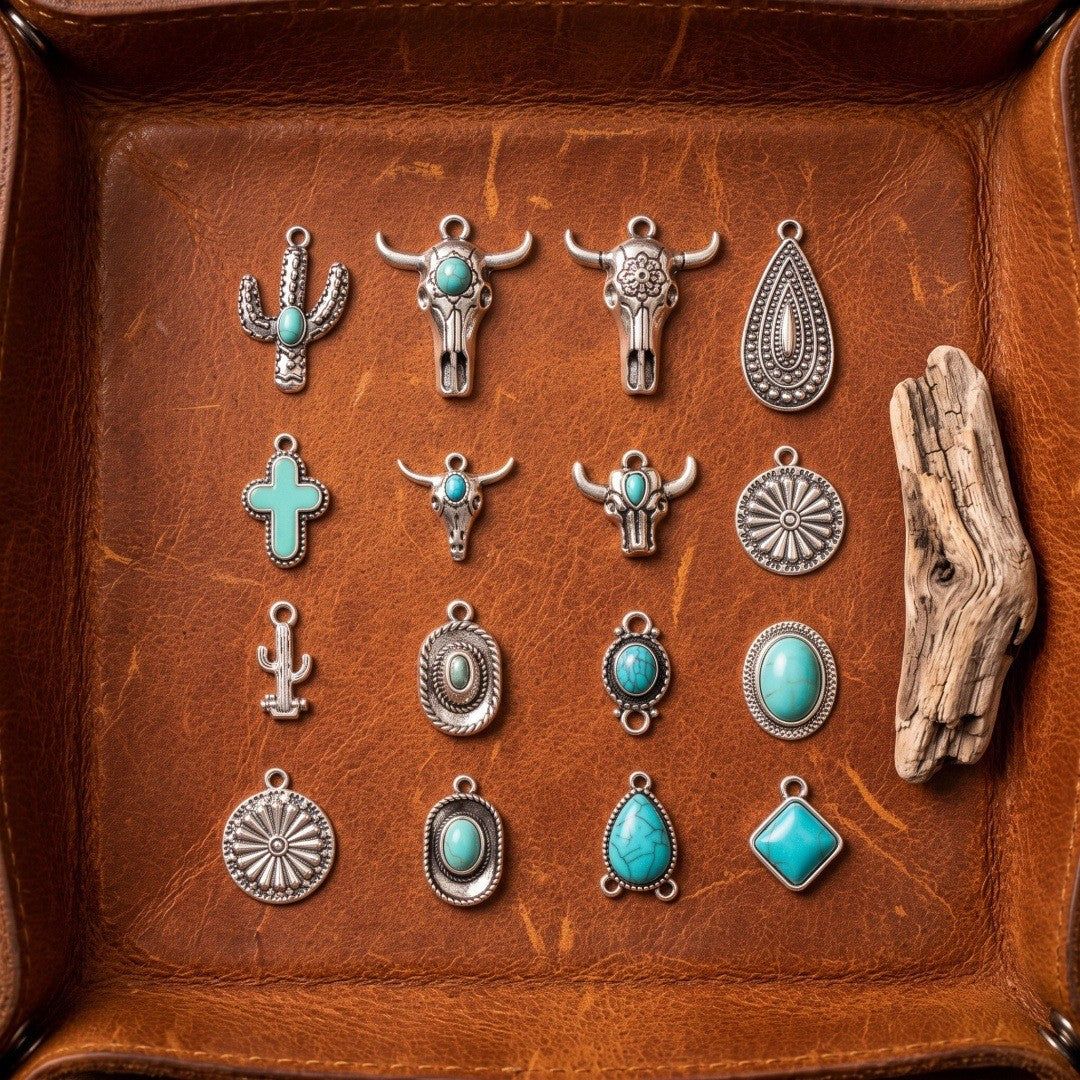 Wholesale Bohemian Retro Cowboy Boot Pendant Zinc Alloy Cow Skull Cactus Charm For DIY Jewelry Making