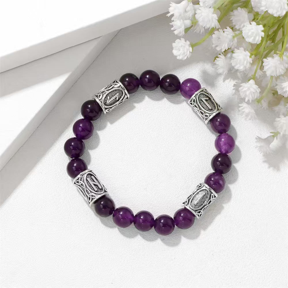 Wholesale Stylish Natural Stone Beaded Bracelet Tiger Eye Amethyst Obsidian Unisex Travel Souvenir Boutique Resale