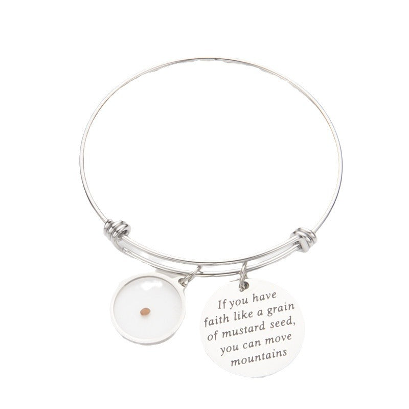 Wholesale stainless steel belief seed adjustable letter bracelet