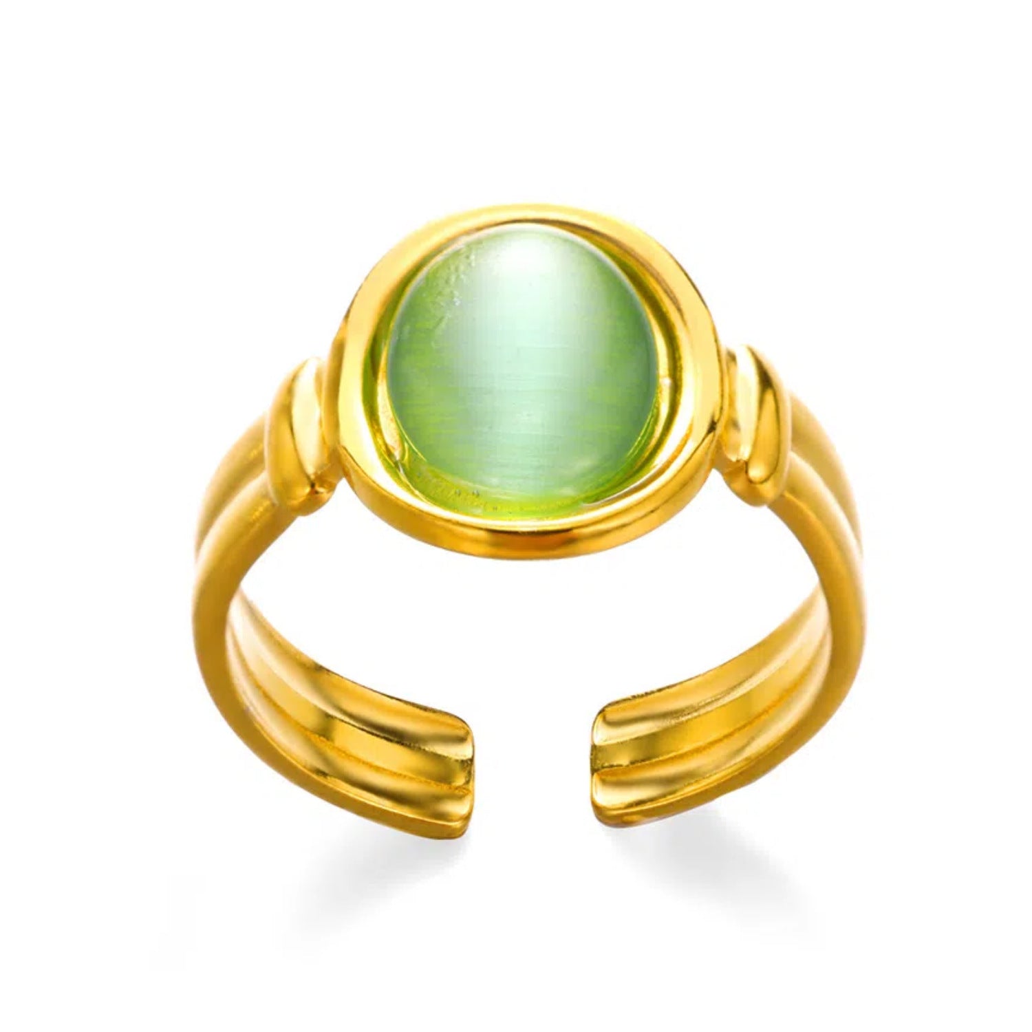 Wholesale Retro Oval Cat' s Eye Stone Ring,  Gold-Tone Stainless Steel,  Adjustable,  Everyday Gift
