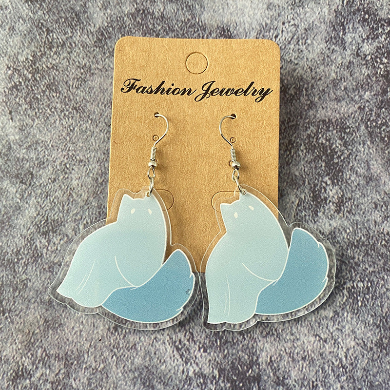 Wholesale   Exaggerated Ghost Cat Acrylic Earrings