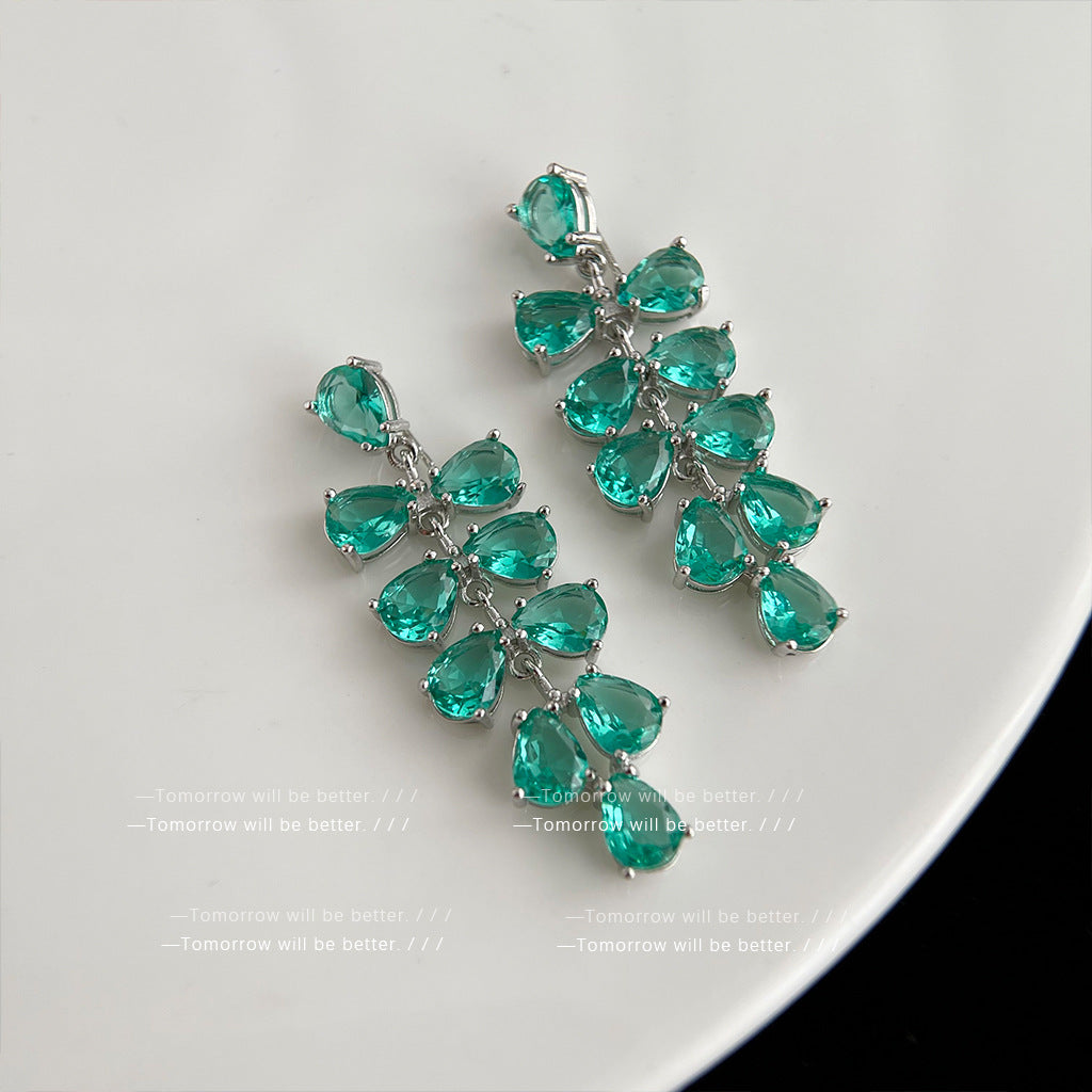 Wholesale Electroplated Colorful Gem Zircon Earrings Flower Earrings ACC-ES-Eryu009