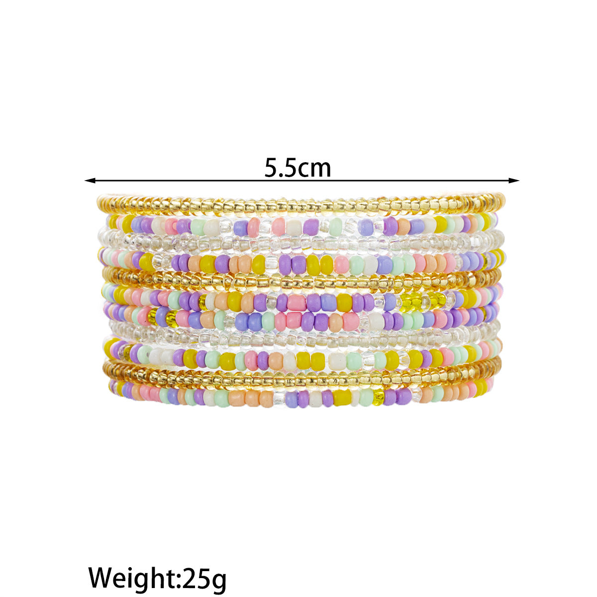 Wholesale Bohemian style random color rice beads multi-layer mixed color stretch bracelet