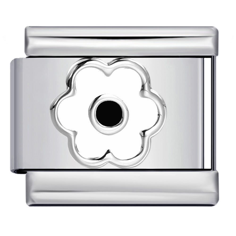 Wholesale Italian Charm Bracelet 9mm DIY Splicing Colored Oil-Drip Petals Stainless Steel Composable Bracelet