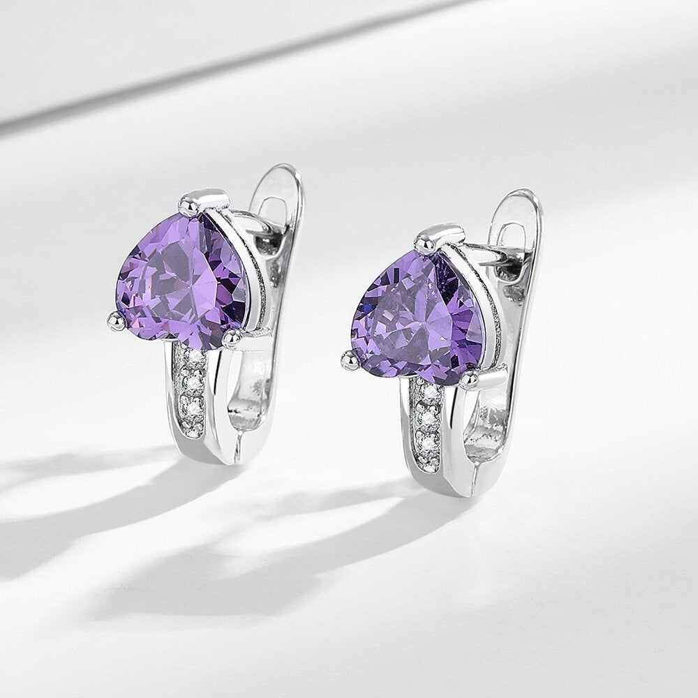 Wholesale heart shaped zircon British style earrings