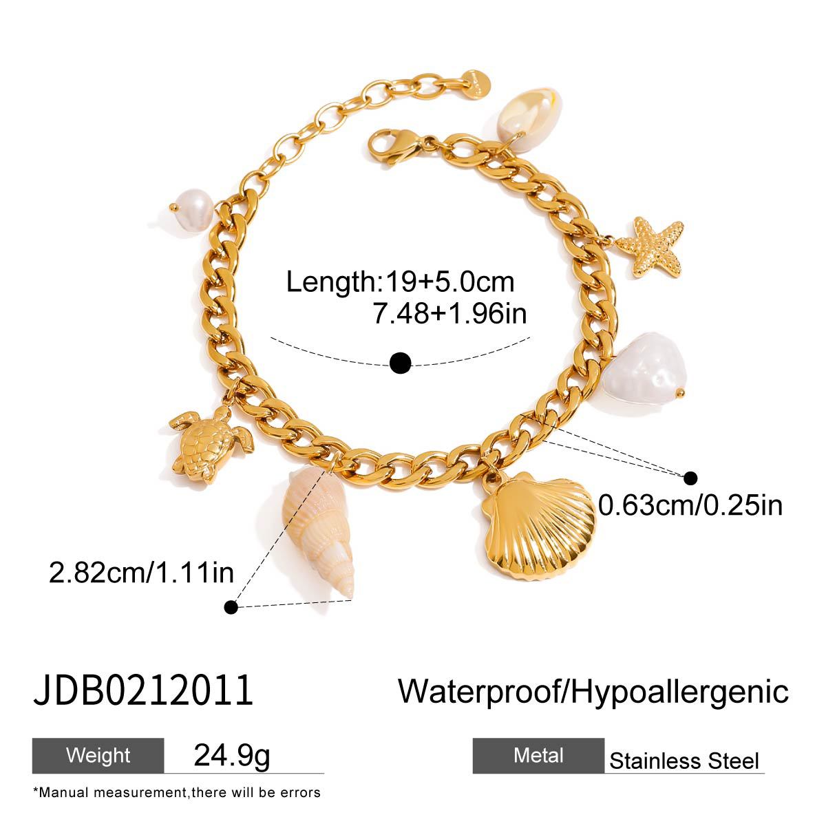 Wholesale 18K gold stainless steel ribbed shell conch sea star all-match pendant bracelet