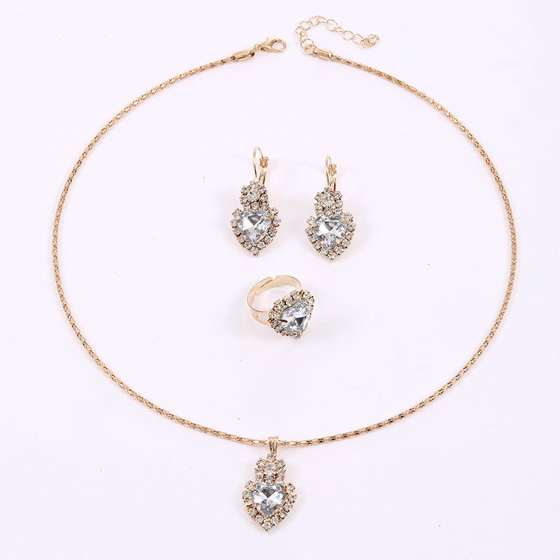 Wholesale Vintage Love Pendant Necklace Ring Earrings Three Piece Sets ACC-NE-ChaoKai006