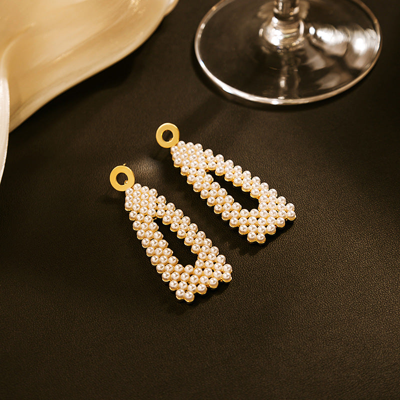 Wholesale pearl light luxury elegant silver needle steel needle alloy earrings ACC-ES-MDD007