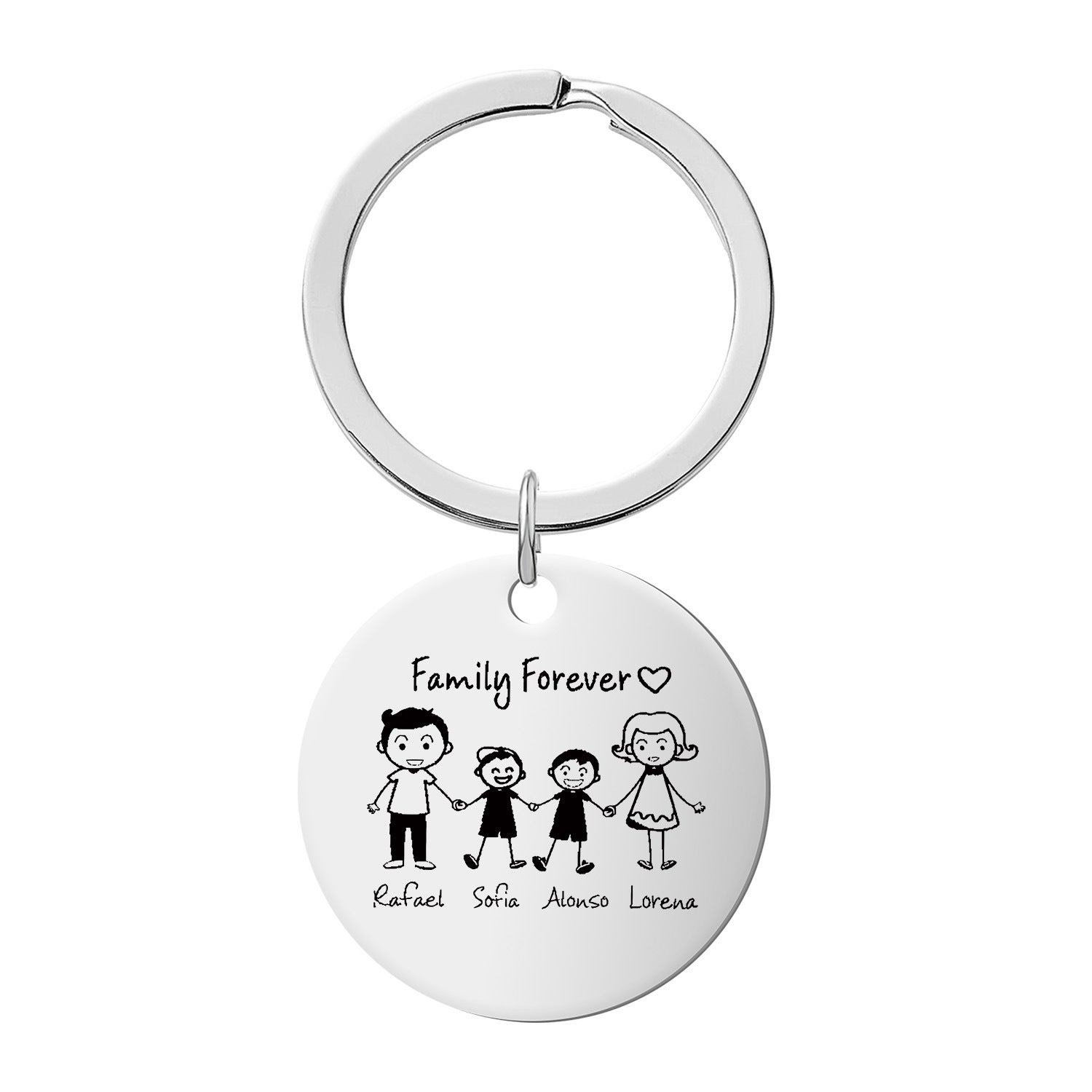Wholesale Stainless Steel Engraved Key Memorial Family Member Keychain