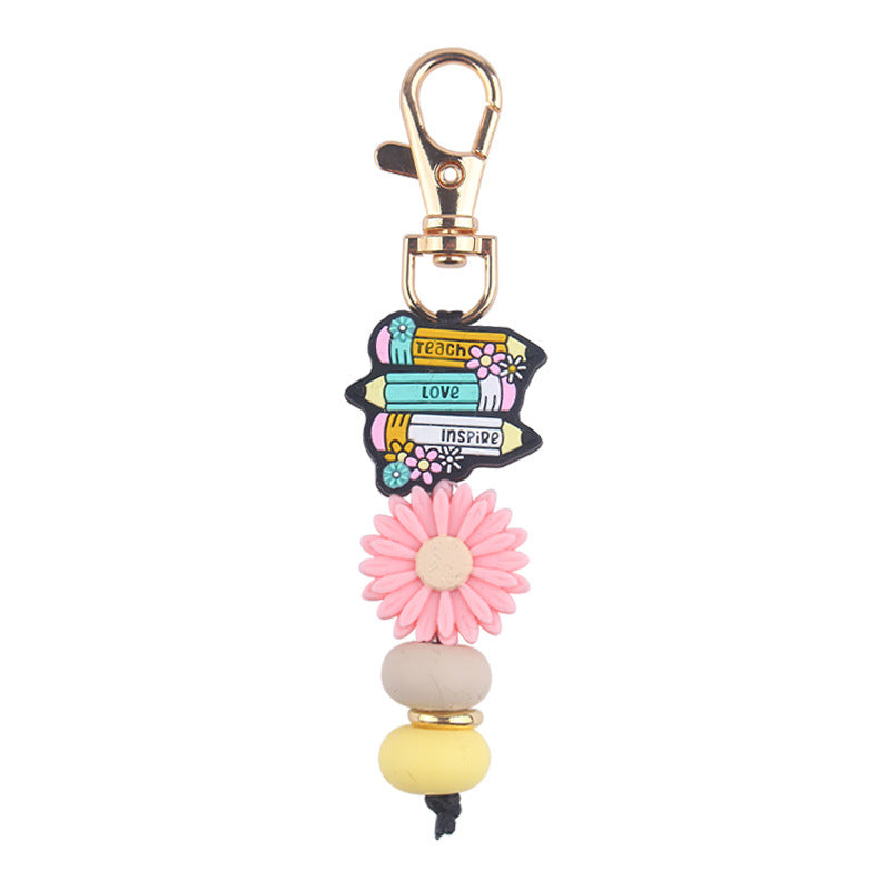 Wholesale Cartoon Pencil Silicone Bead Accessories Keychains