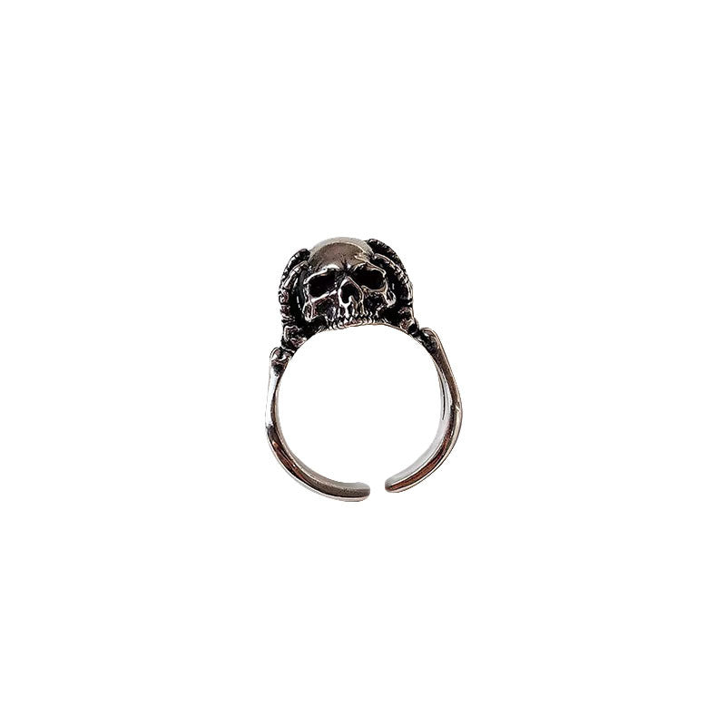 Wholesale  punk dark style skull design sense decompression open ring