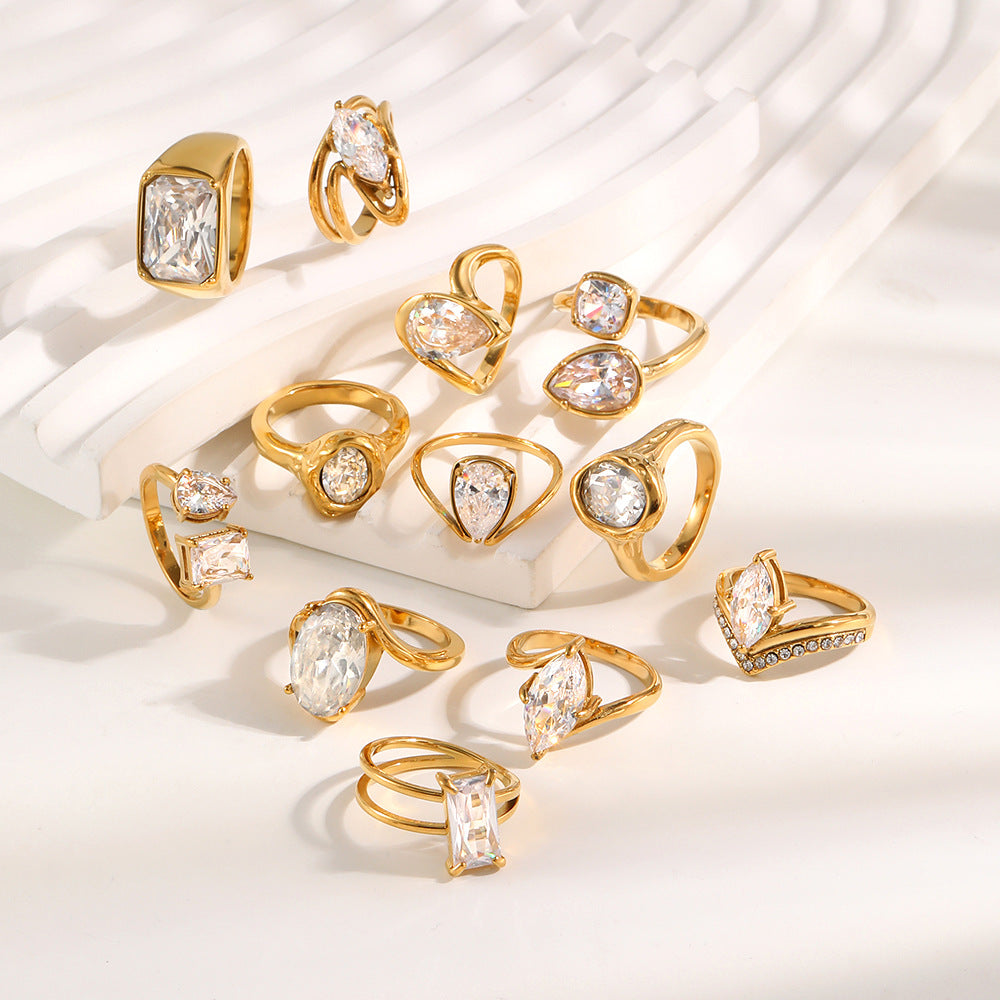 Wholesale Teardrop Marquise Ring,  Stainless Steel Gold Plated Fashion Accessory for Boutique Resale