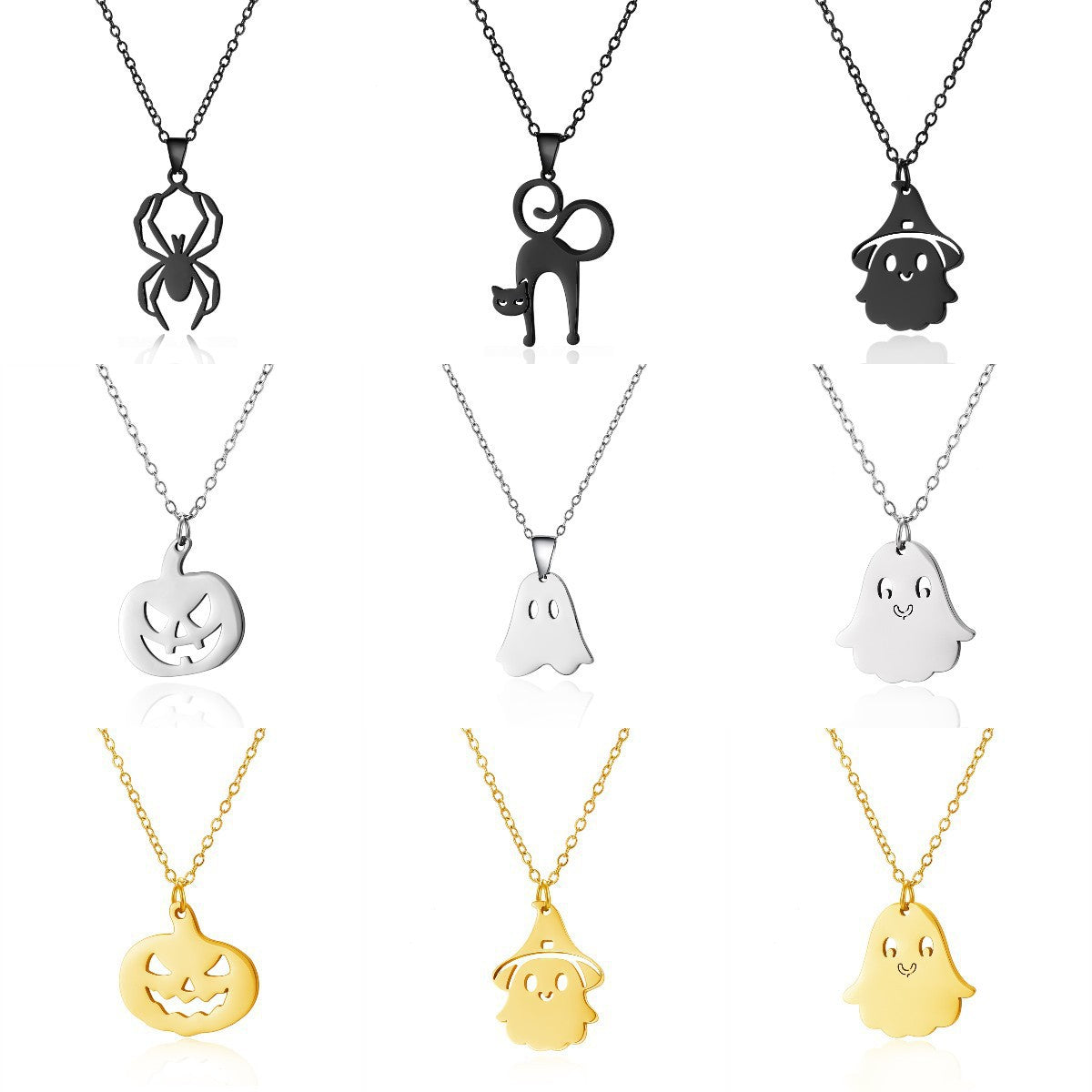 Wholesale Stainless Steel  Ghost Necklace Pumpkin  Pendant Trendy Jewelry Accessory