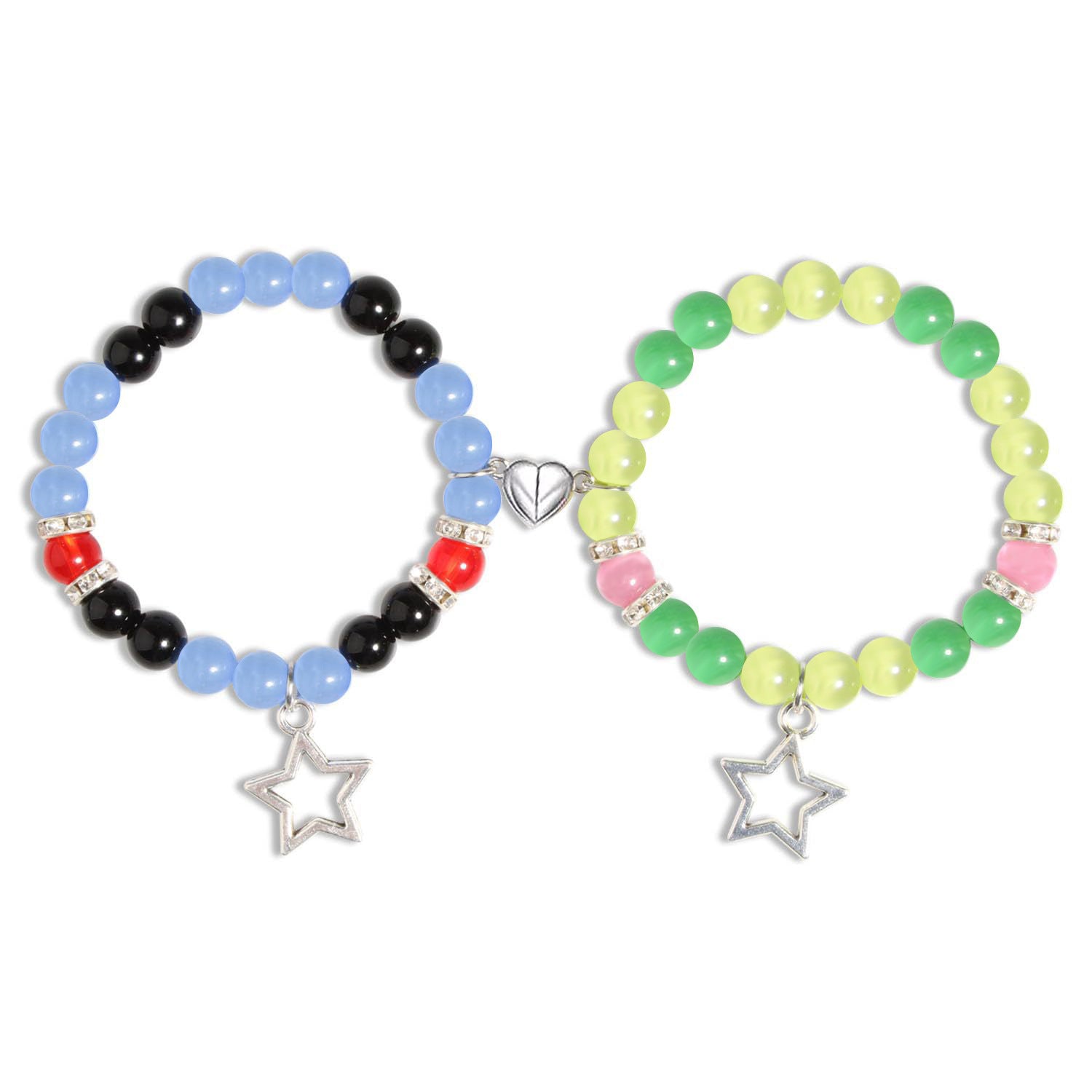 Wholesale Couple bracelet love heart magnetic suction buckle natural opal beaded bracelet
