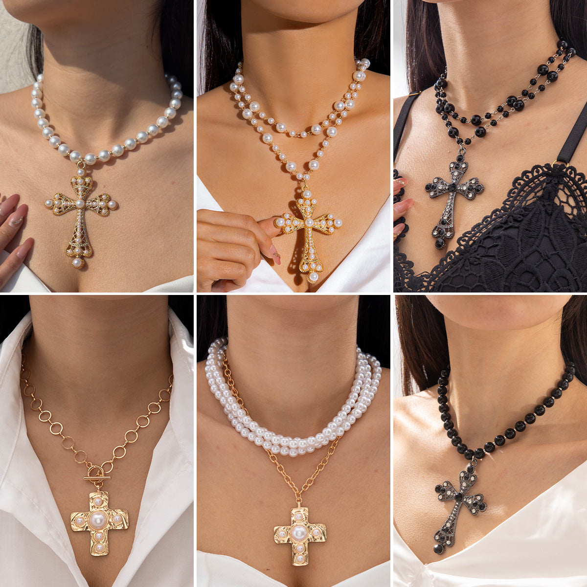 Wholesale  Exaggerated Personality Punk Style  Pearl Necklace