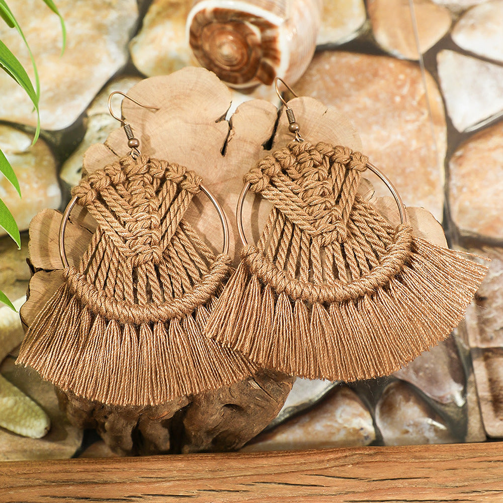 Wholesale Bohemian Style Handmade Tassel Earrings Zinc Alloy Jewelry Accessory
