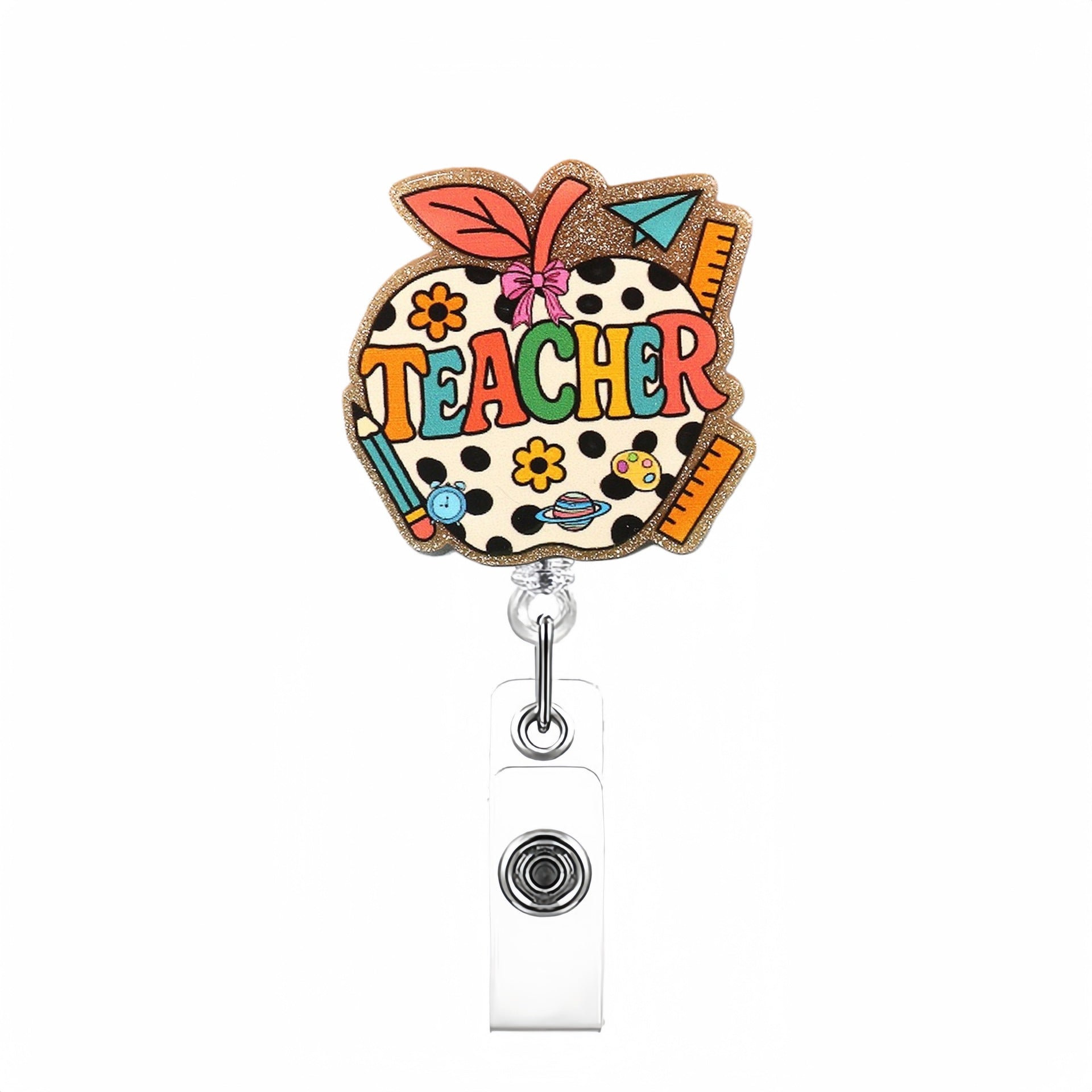 Wholesale Stylish Glitter Retractable Badge Reel - Plastic Telescopic ID Card Holder for School,  Party Favor