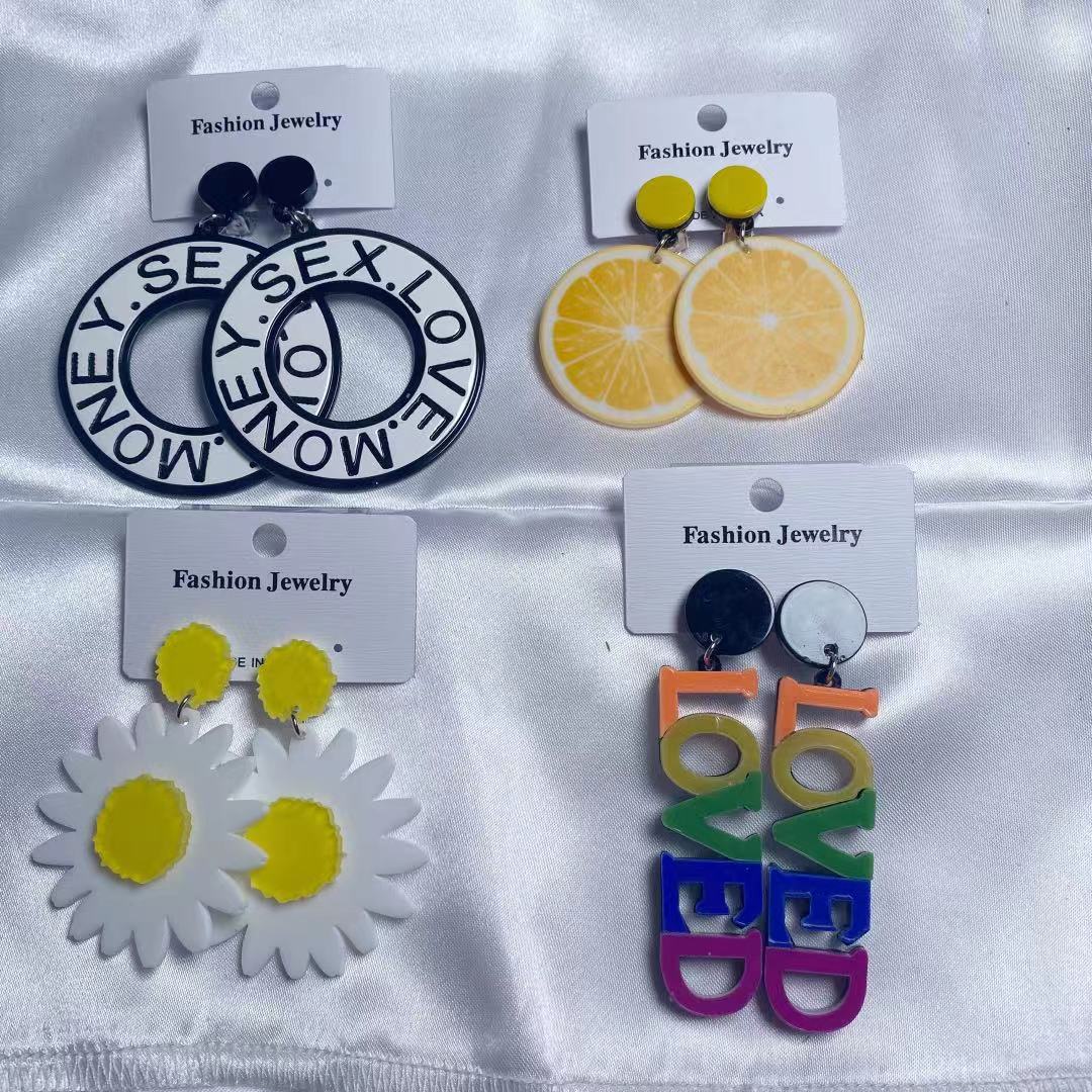 Wholesale Ear Clip Acrylic Earrings Cute Earrings ACC-ES-ChiCha002