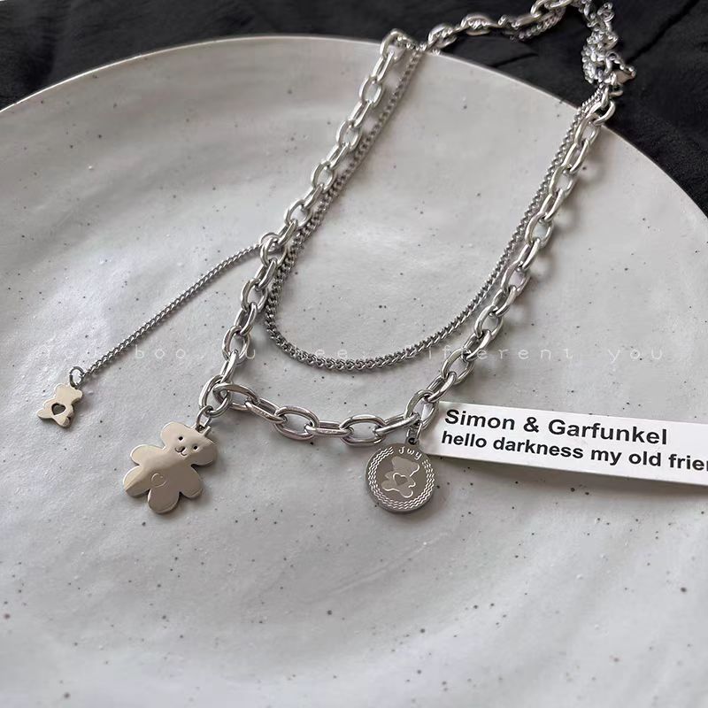 Wholesale Fashionable Face Titanium Steel Multi Layer Chain Necklace For Children And Adults Boutique Resale