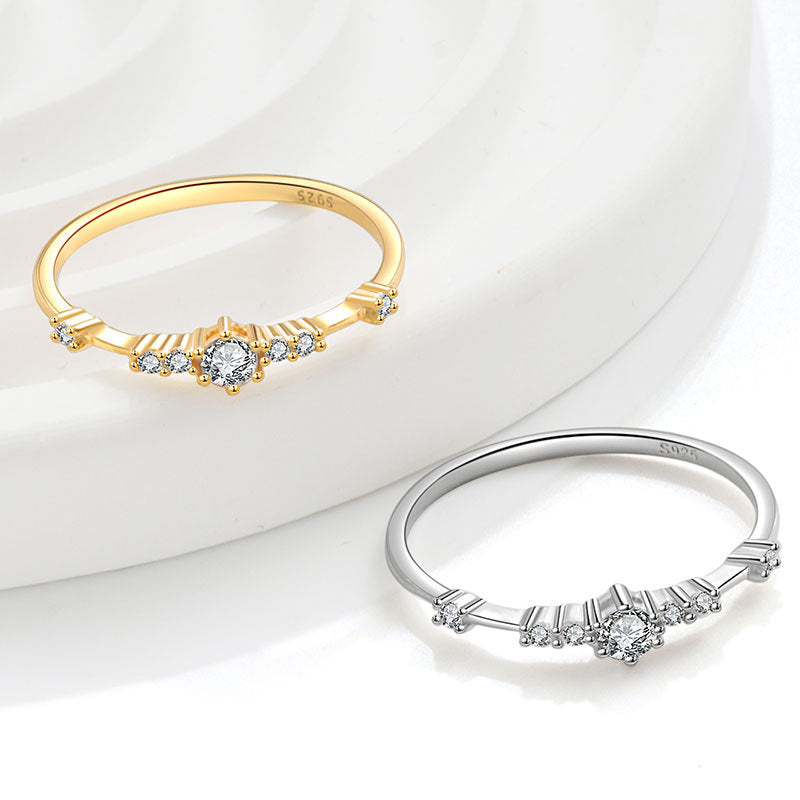 Wholesale 925 sterling silver plated with 14K gold 7 small diamond ring