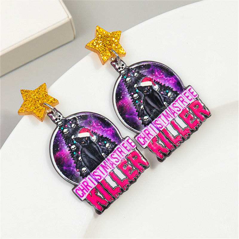 Wholesale Christmas Cat Earrings Acrylic Fashion Accessory Gift for Party Wear Boutique