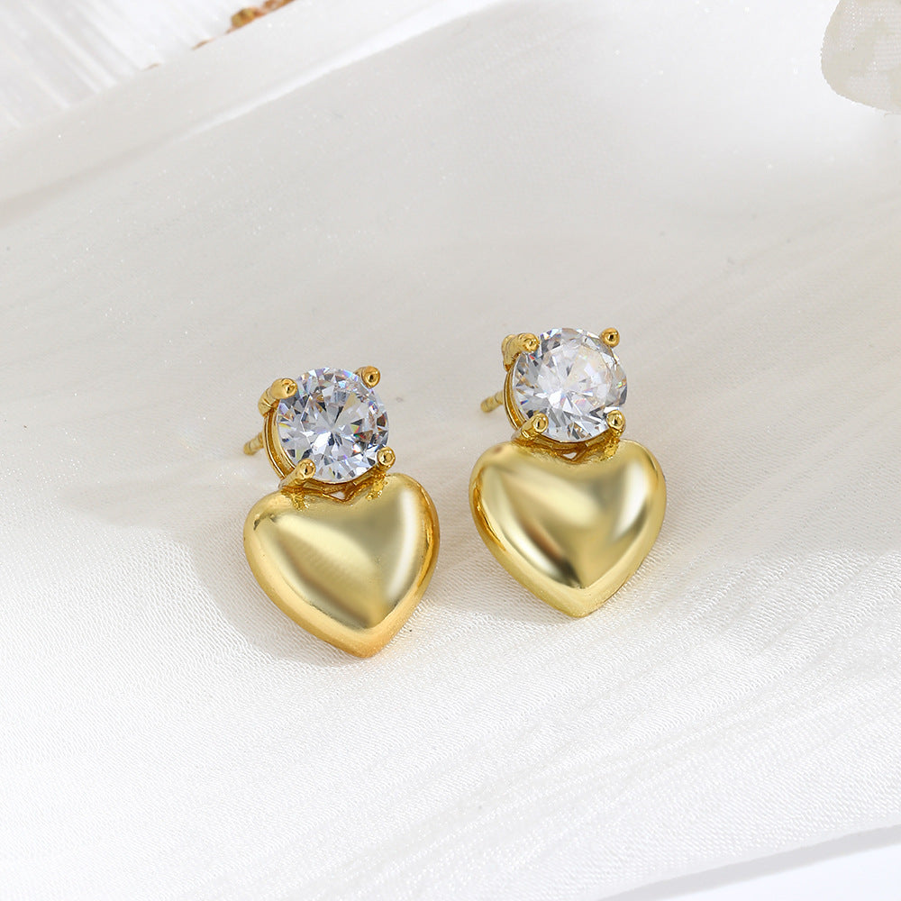 Wholesale  personality copper plated 18k zircon love earrings