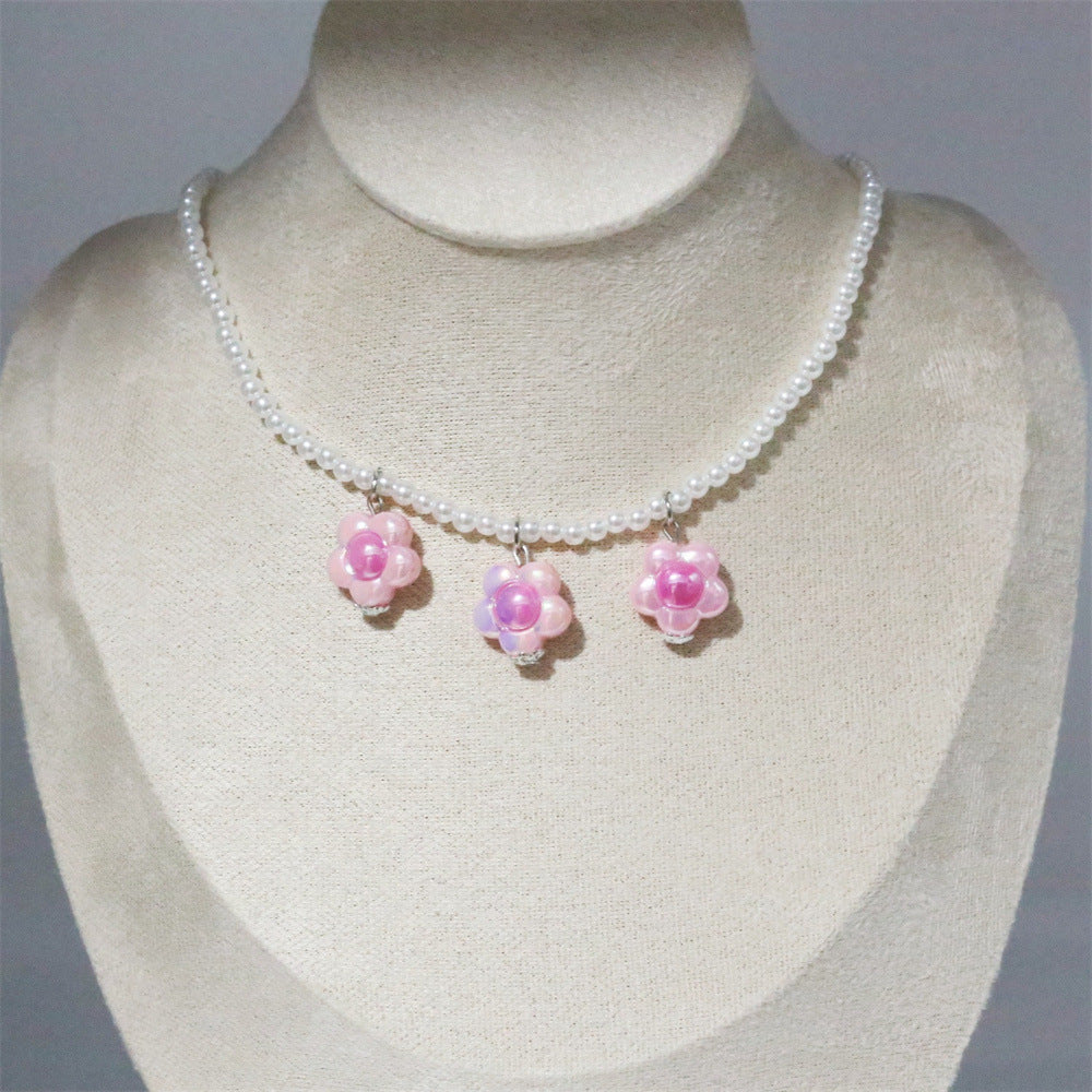 Wholesale  Flower Pearl Necklace  Clavicle Chain