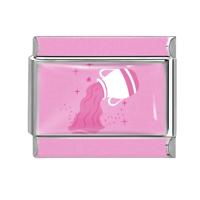 Wholesale 9mm Italian Charm Starter Bracelets DIY Pink 12 Contion Series Stainless Steel Composable Bracelet