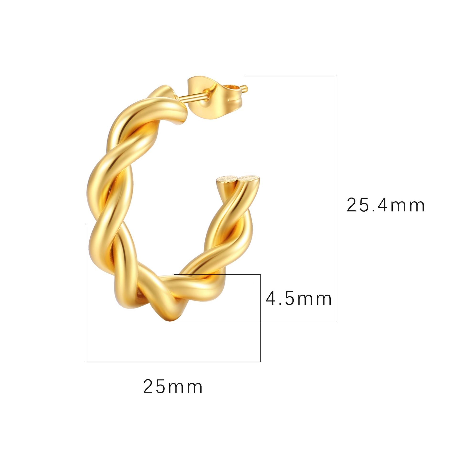 Wholesale Twisted Stainless Steel Light Luxury C-shaped Earrings ACC-ES-MuShan033