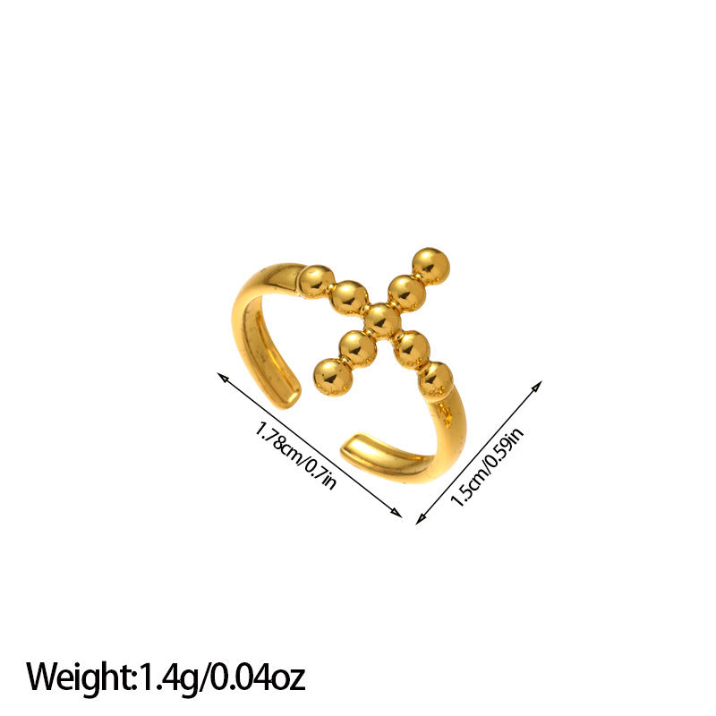 Wholesale European and American Amazon Cross-Border Popular Cross-Shaped Stainless Steel Ring with a Stylish Design,  Adjustable Open Ring Jewelry