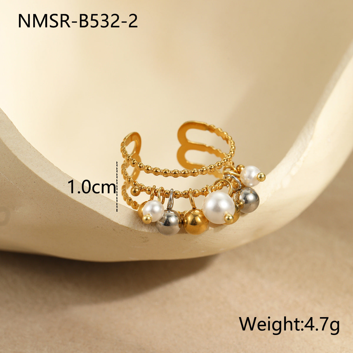 Wholesale  Metal Geometric Ball Stainless Steel  Ring