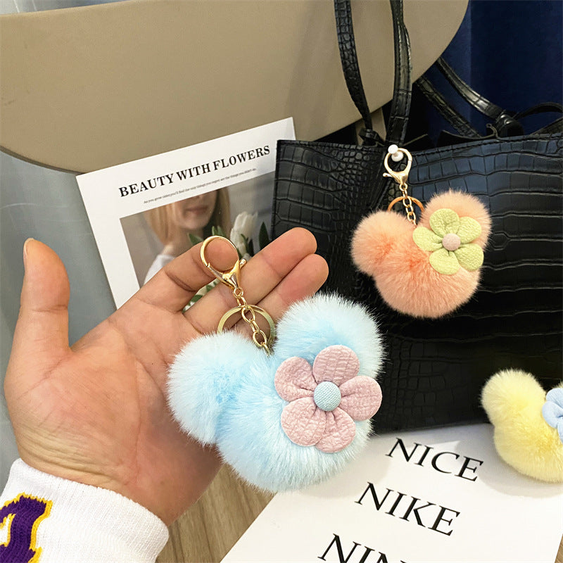 Wholesale Trendy Cartoon Mouse Head Plush Keychain Bag Charm Car Key Accessory Party Gift