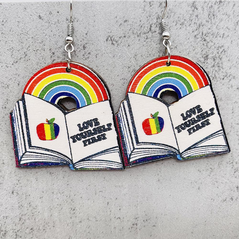 Wholesale Wooden Leopard-Print Pencil  Crayon  and Scissors Earrings