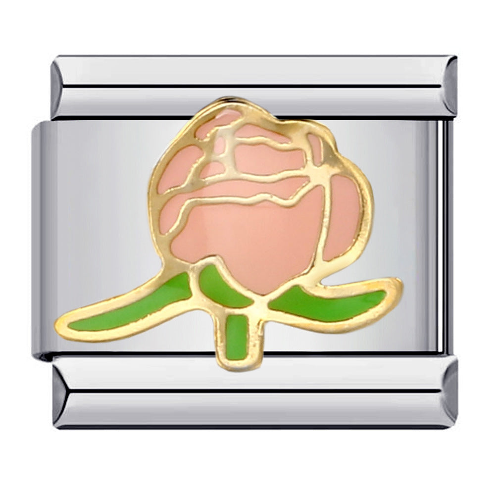 Wholesale Italian Charm Bracelet 9mm DIY Splicing Removable Floral Stainless Steel Composable Bracelet