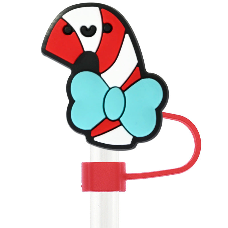 Wholesale Random 100pcs Christmas 10mm PVC Soft Straw Tube Cap ACC-SCR-RYY078