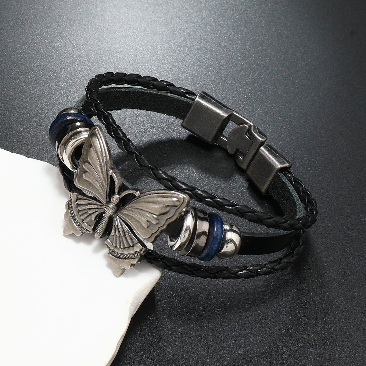 Wholesale Butterfly Beaded Bracelet Leather Bracelet