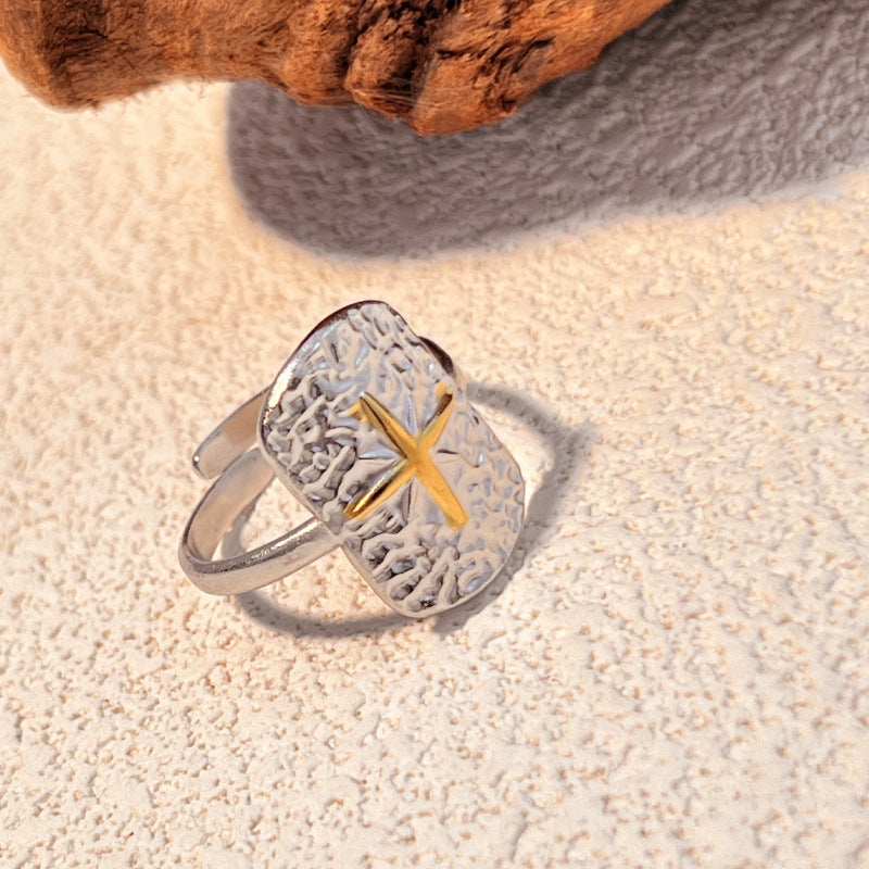 Wholesale geometric stainless steel ring does not fade light luxury ring