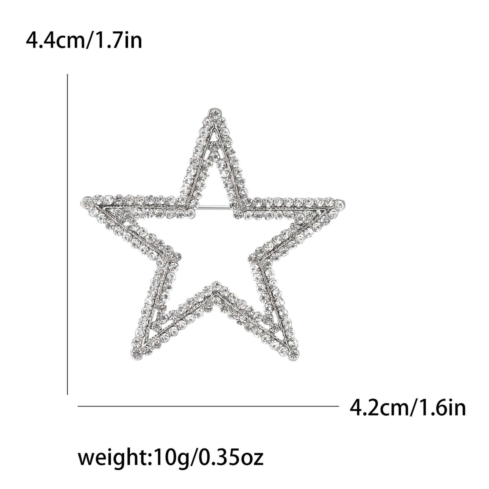 Wholesale Stylish Silver Tone Alloy Rhinestone Star Brooch Hollow Geometric Pin For Women Fashion Jewelry Accessory