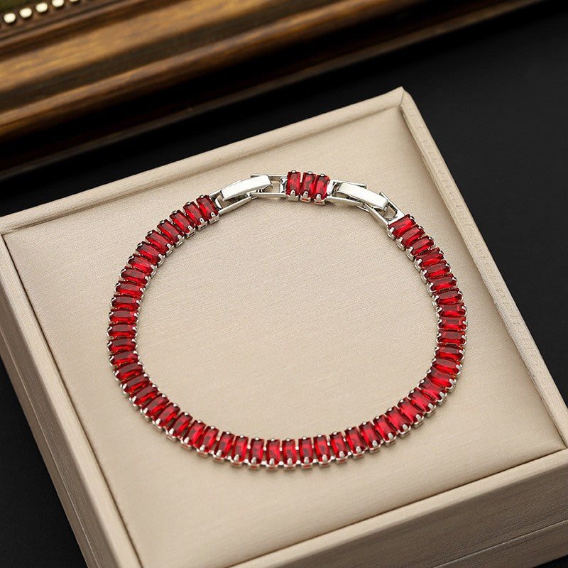 Wholesale Colorful Zircon Tennis Chain Bracelet Fashion Accessory Gift Boutique Resale