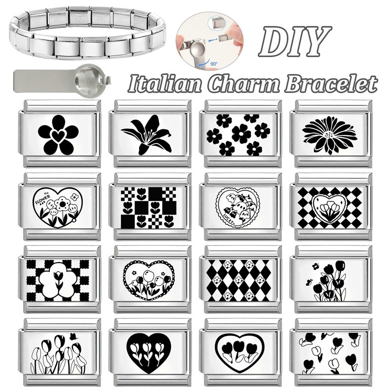 Wholesale Italian Charm Bracelet 9mm DIY Splicing Cute Creative Stainless Steel Composable Bracelet