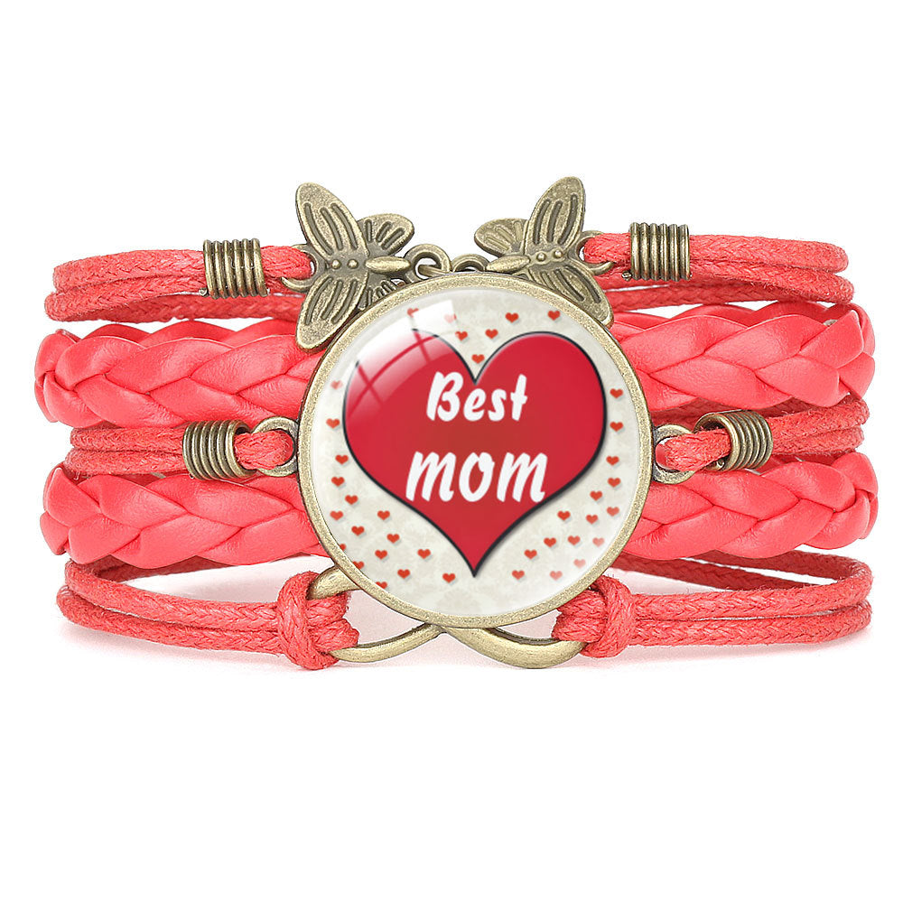 Wholesale Letter mom multi-layer braided leather bracelet