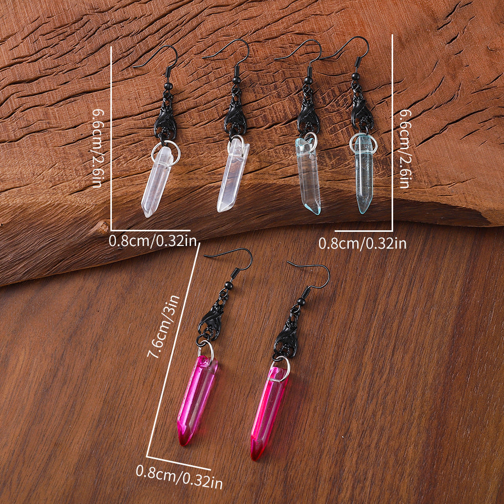 Wholesale Black Claw Hook Irregular Cylindrical Color Crystal Earrings