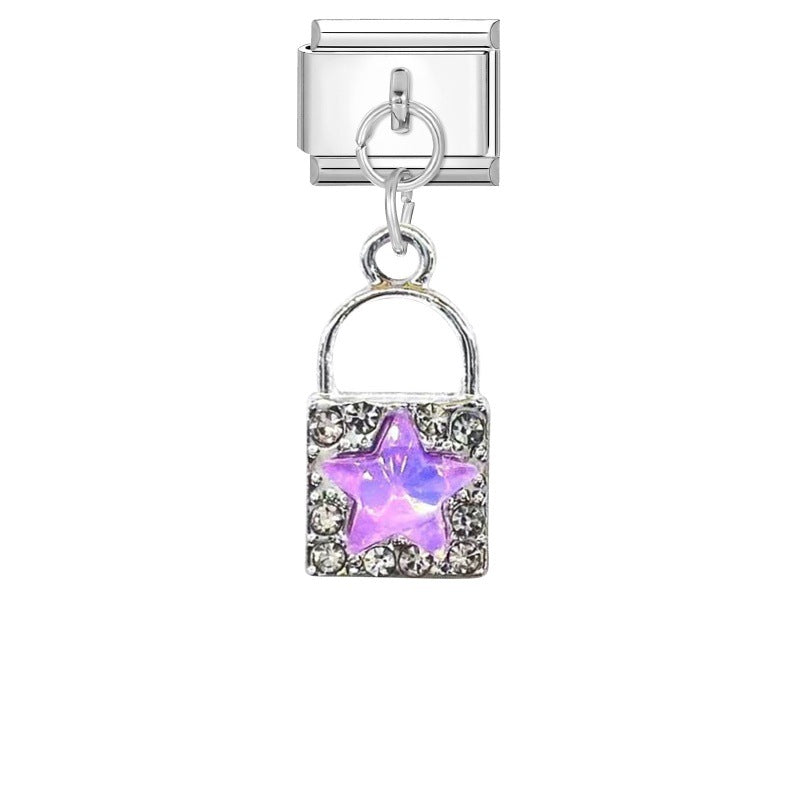 Wholesale Italian Charm Bracelet 9mm DIY Pink Purple   Creative Stainless Steel Composable Bracelet