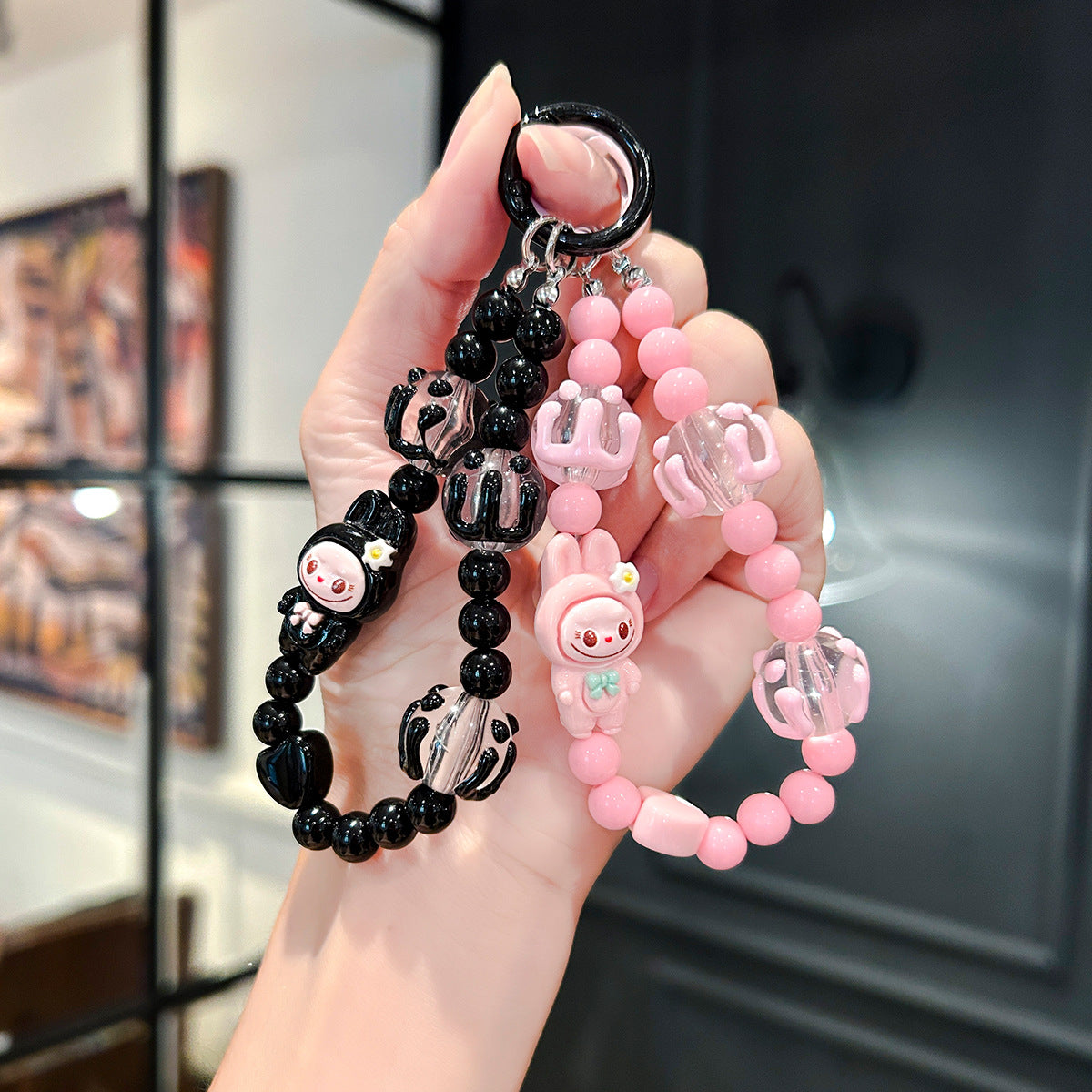 Wholesale Cartoon Cute Graffiti Bead Bracelet Keychains